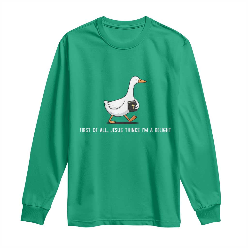 Jesus Thinks I'm A Delight Long Sleeve Shirt Funny Christian Goose Sarcastic