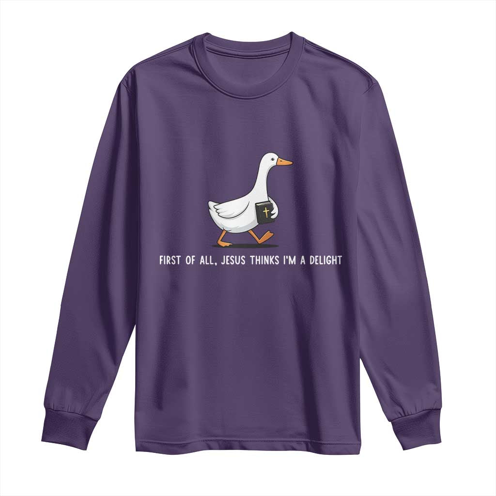 Jesus Thinks I'm A Delight Long Sleeve Shirt Funny Christian Goose Sarcastic
