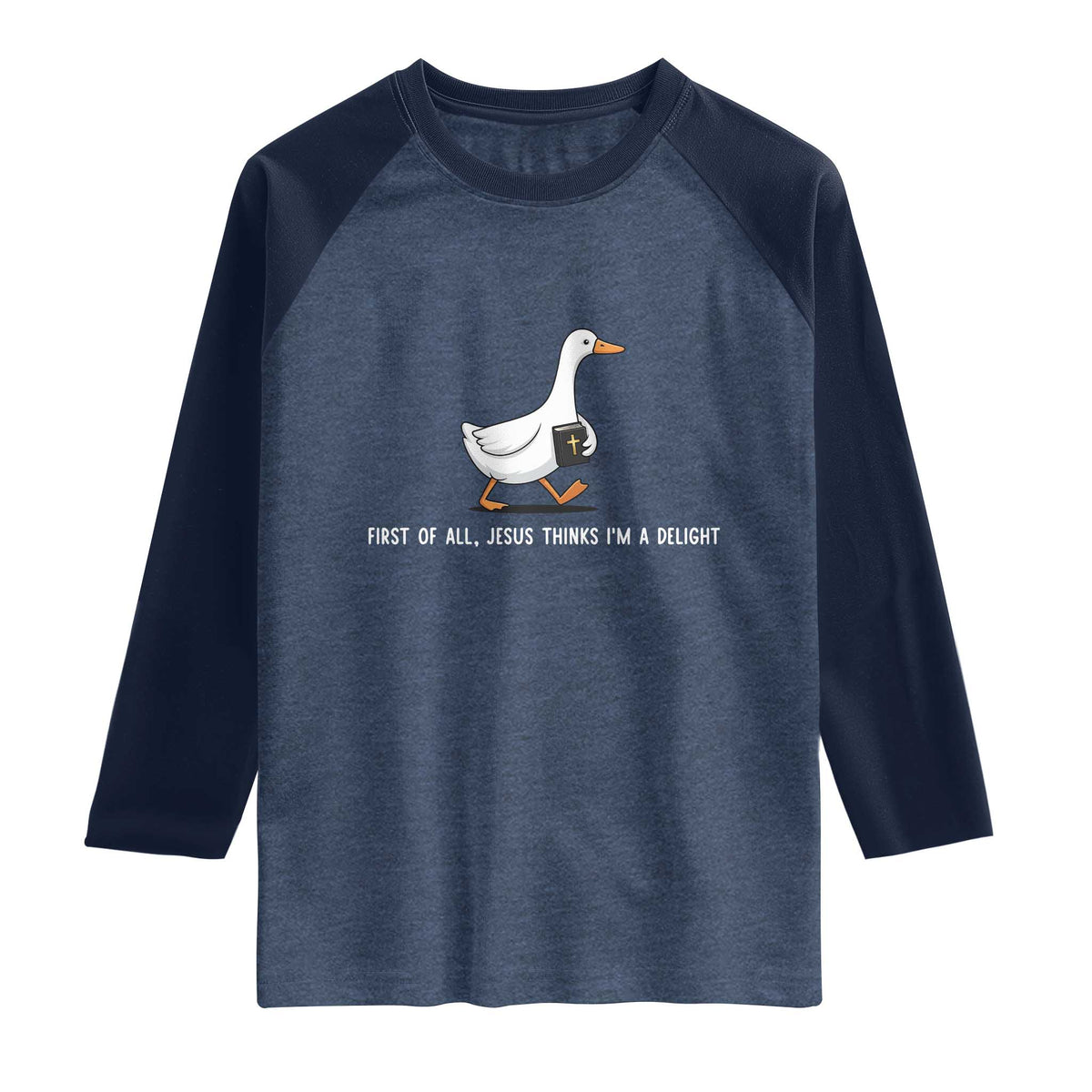 Jesus Thinks I'm A Delight Raglan Shirt Funny Christian Goose Sarcastic