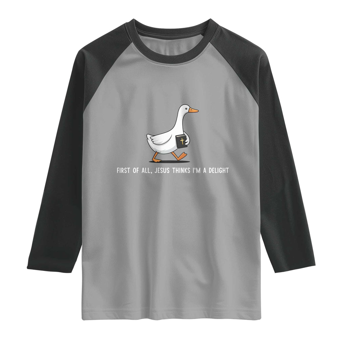 Jesus Thinks I'm A Delight Raglan Shirt Funny Christian Goose Sarcastic