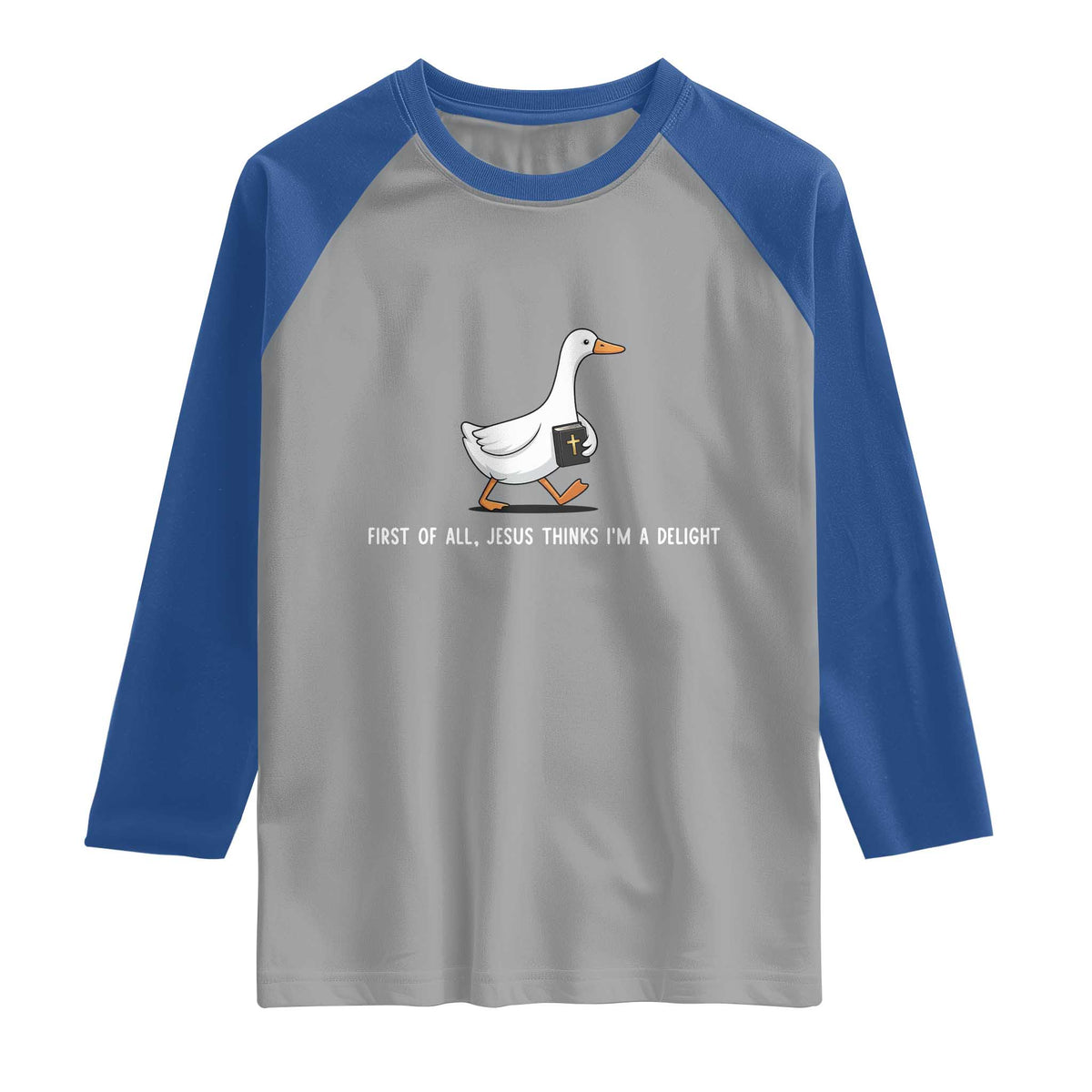 Jesus Thinks I'm A Delight Raglan Shirt Funny Christian Goose Sarcastic