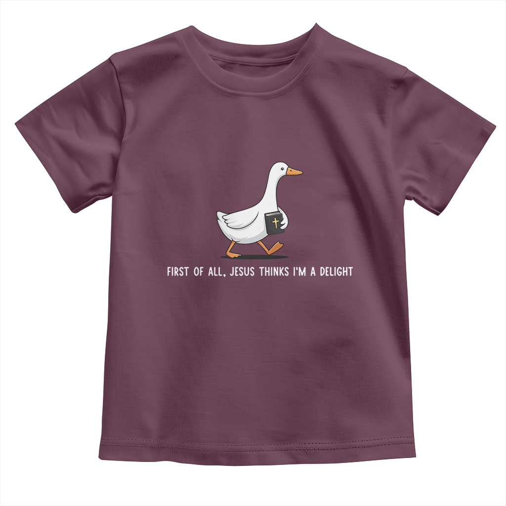 Jesus Thinks I'm A Delight Toddler T Shirt Funny Christian Goose Sarcastic