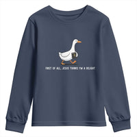 Jesus Thinks I'm A Delight Youth Sweatshirt Funny Christian Goose Sarcastic