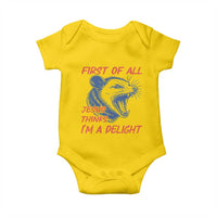 First of All Jesus Thinks I'm A Delight Baby Onesie Funny Opossum Christian