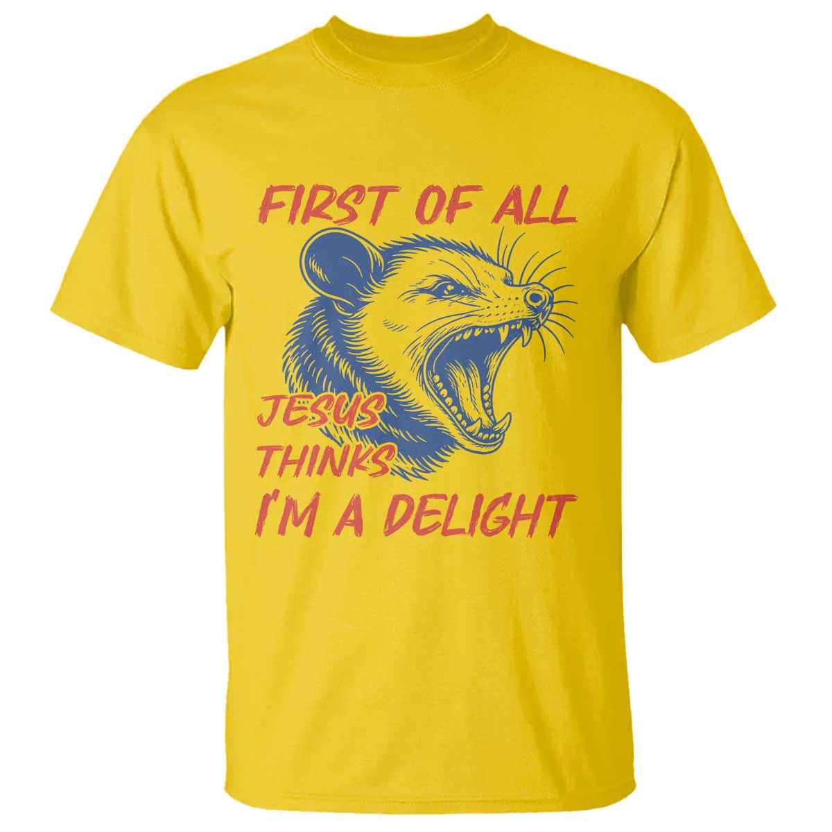 First of All Jesus Thinks I'm A Delight T Shirt Funny Opossum Christian