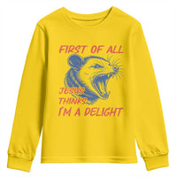 First of All Jesus Thinks I'm A Delight Youth Sweatshirt Funny Opossum Christian