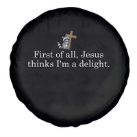 Jesus Thinks I'm A Delight Spare Tire Cover Funny Christian Raccoon Sarcastic
