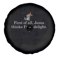Jesus Thinks I'm A Delight Spare Tire Cover Funny Christian Raccoon Sarcastic