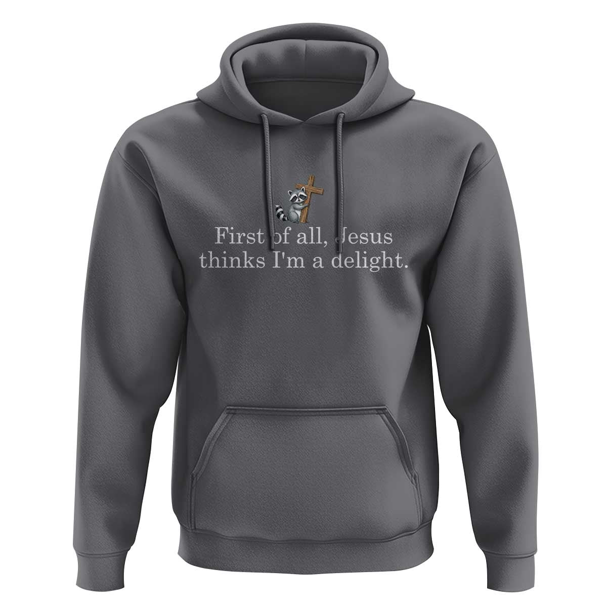 Jesus Thinks I'm A Delight Hoodie Funny Christian Raccoon Sarcastic