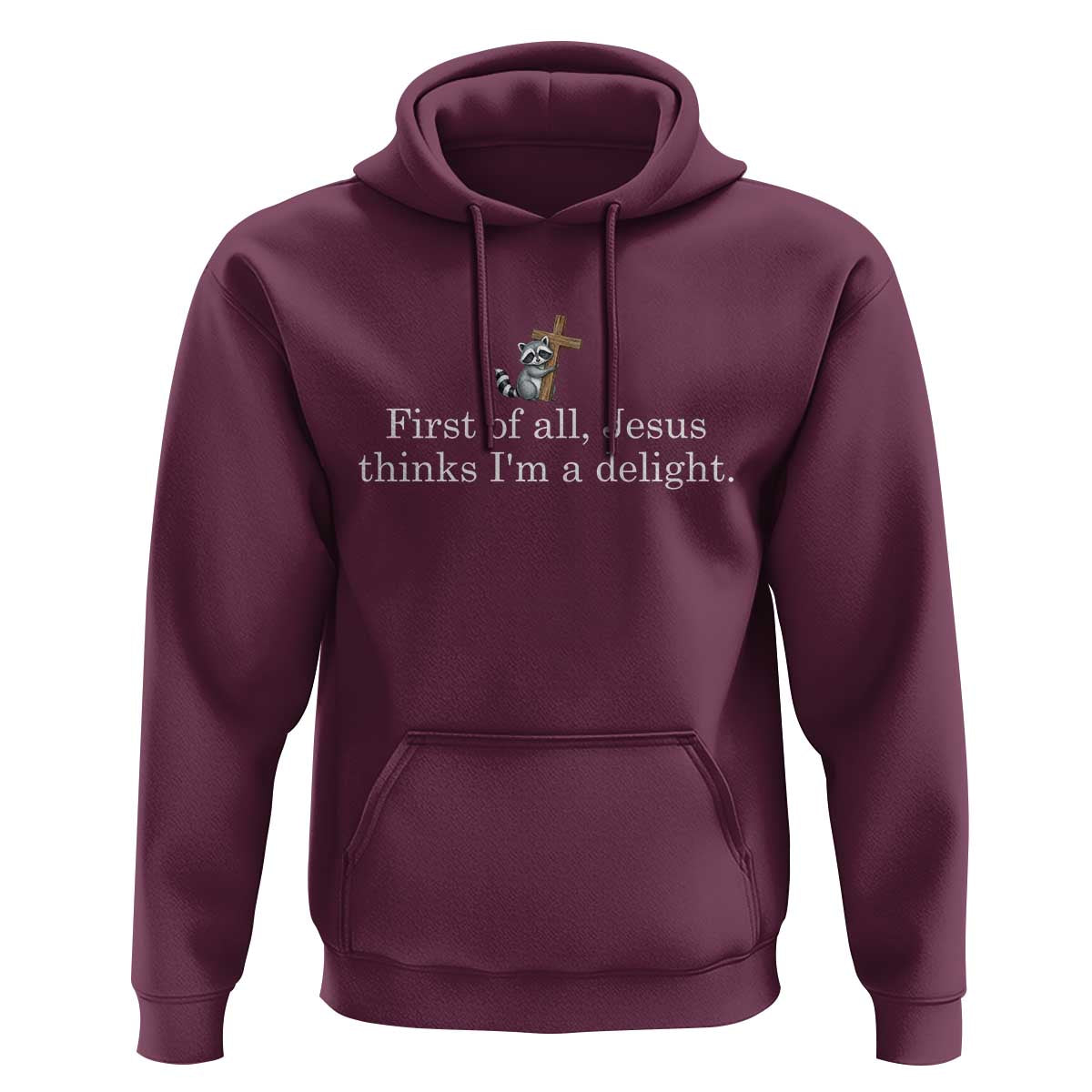 Jesus Thinks I'm A Delight Hoodie Funny Christian Raccoon Sarcastic