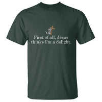 Jesus Thinks I'm A Delight T Shirt Funny Christian Raccoon Sarcastic