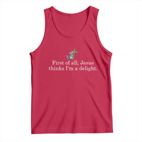 Jesus Thinks I'm A Delight Tank Top Funny Christian Raccoon Sarcastic