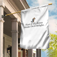 Funny Christian Raccoon Garden Flag Sarcastic Jesus Thinks I'm A Delight
