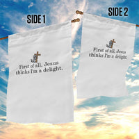 Funny Christian Raccoon Garden Flag Sarcastic Jesus Thinks I'm A Delight