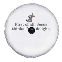 Funny Christian Raccoon Spare Tire Cover Sarcastic Jesus Thinks I'm A Delight