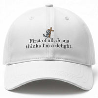 Funny Christian Raccoon Baseball Cap Sarcastic Jesus Thinks I'm A Delight
