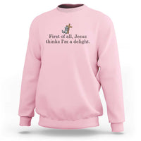 Funny Christian Raccoon Sweatshirt Sarcastic Jesus Thinks I'm A Delight