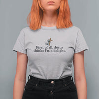 Funny Christian Raccoon T Shirt For Women Sarcastic Jesus Thinks I'm A Delight
