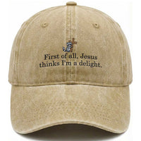 Funny Christian Raccoon Washed Cotton Baseball Cap Sarcastic Jesus Thinks I'm A Delight