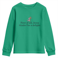 Funny Christian Raccoon Youth Sweatshirt Sarcastic Jesus Thinks I'm A Delight