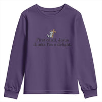 Funny Christian Raccoon Youth Sweatshirt Sarcastic Jesus Thinks I'm A Delight