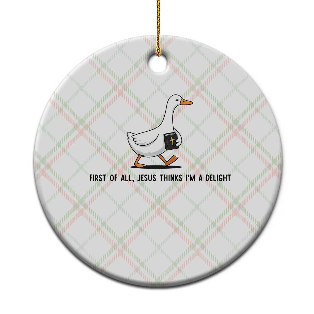 Funny Christian Goose Ceramic Ornament Jesus Thinks I'm A Delight