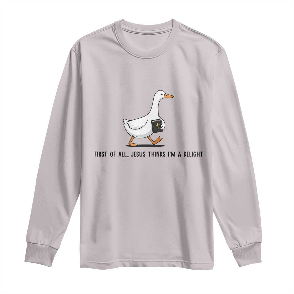 Funny Christian Goose Long Sleeve Shirt Jesus Thinks I'm A Delight
