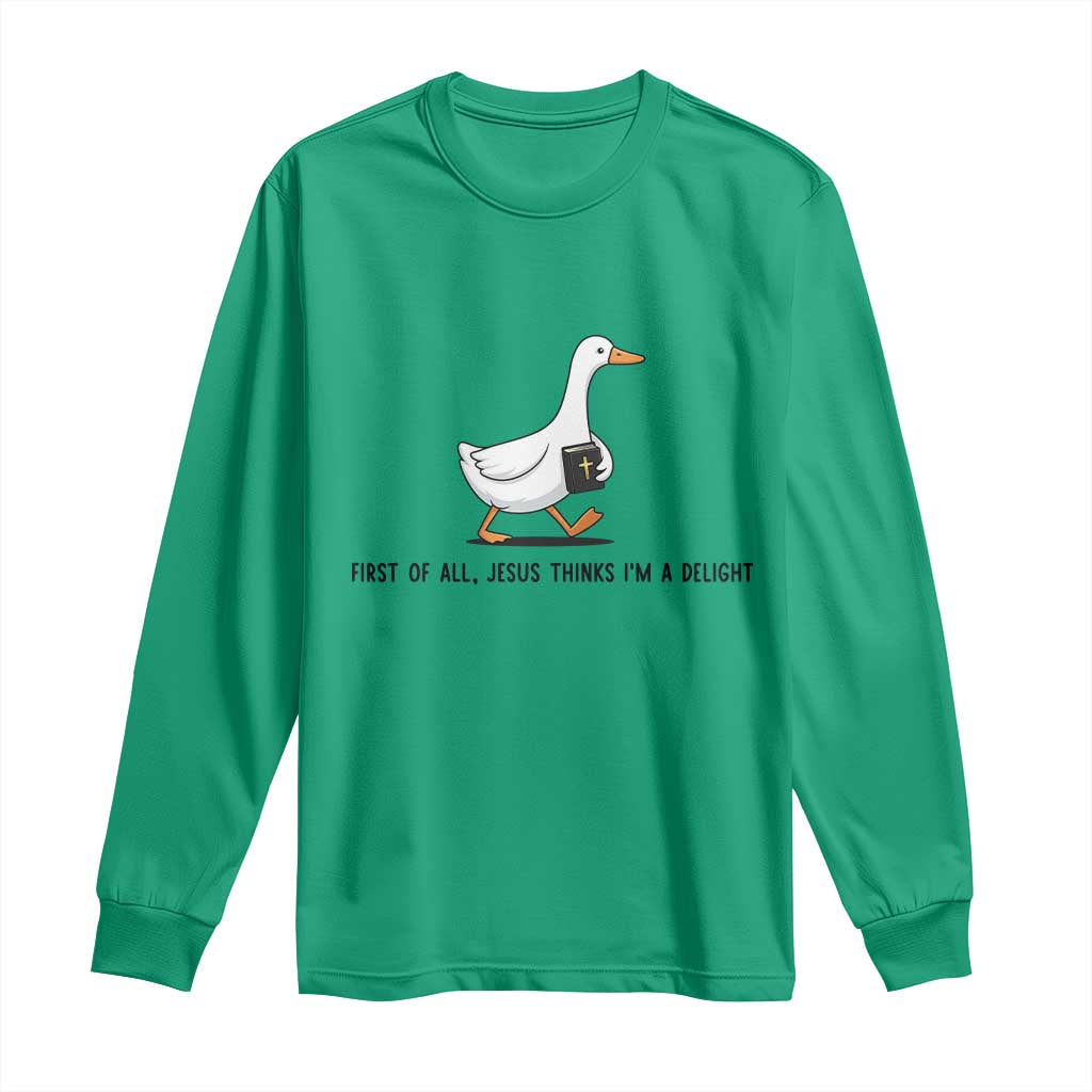 Funny Christian Goose Long Sleeve Shirt Jesus Thinks I'm A Delight