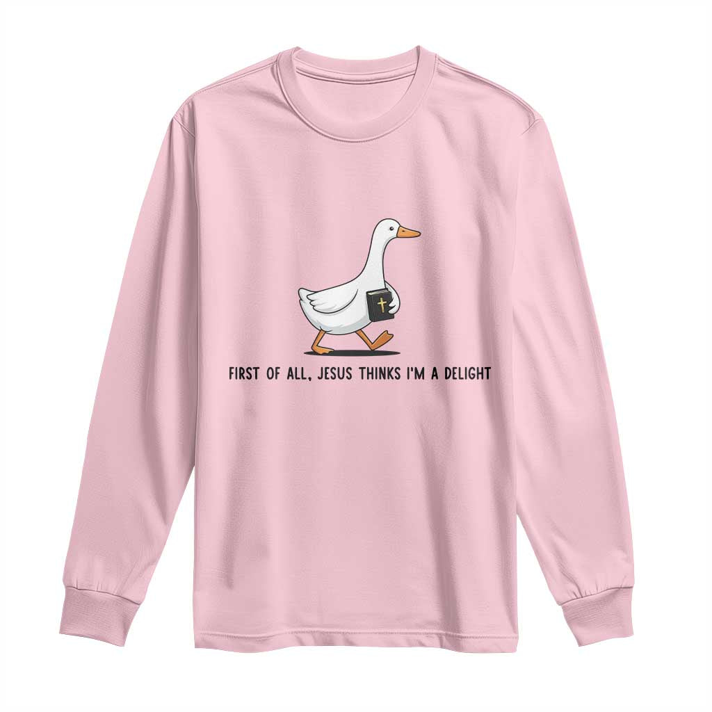 Funny Christian Goose Long Sleeve Shirt Jesus Thinks I'm A Delight
