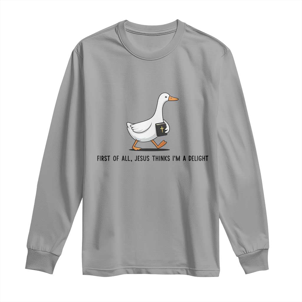 Funny Christian Goose Long Sleeve Shirt Jesus Thinks I'm A Delight