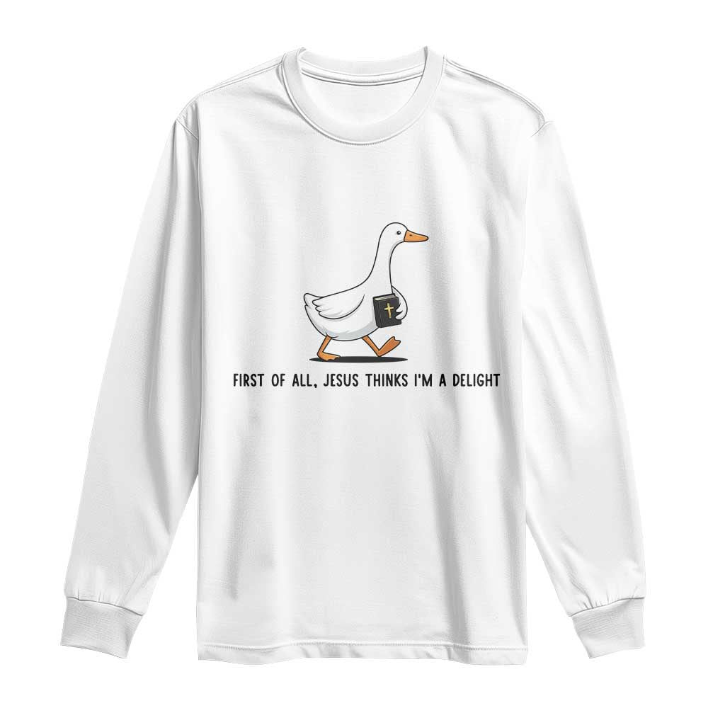 Funny Christian Goose Long Sleeve Shirt Jesus Thinks I'm A Delight