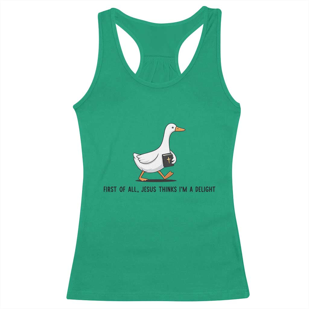 Funny Christian Goose Racerback Tank Top Jesus Thinks I'm A Delight