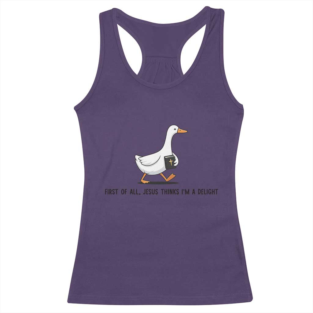 Funny Christian Goose Racerback Tank Top Jesus Thinks I'm A Delight