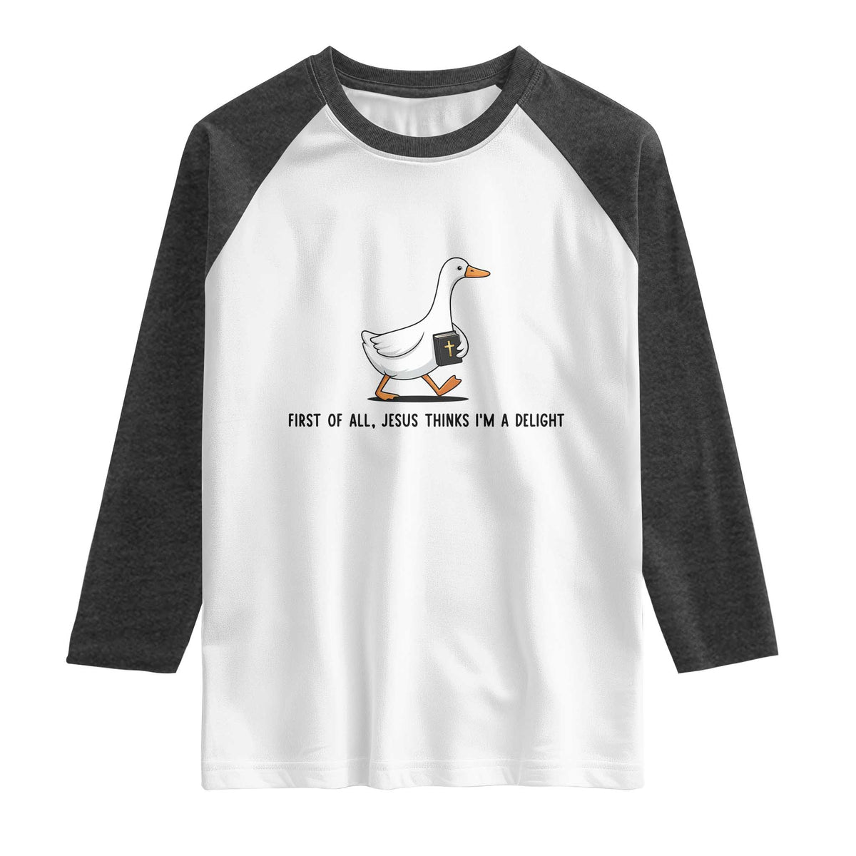 Funny Christian Goose Raglan Shirt Jesus Thinks I'm A Delight