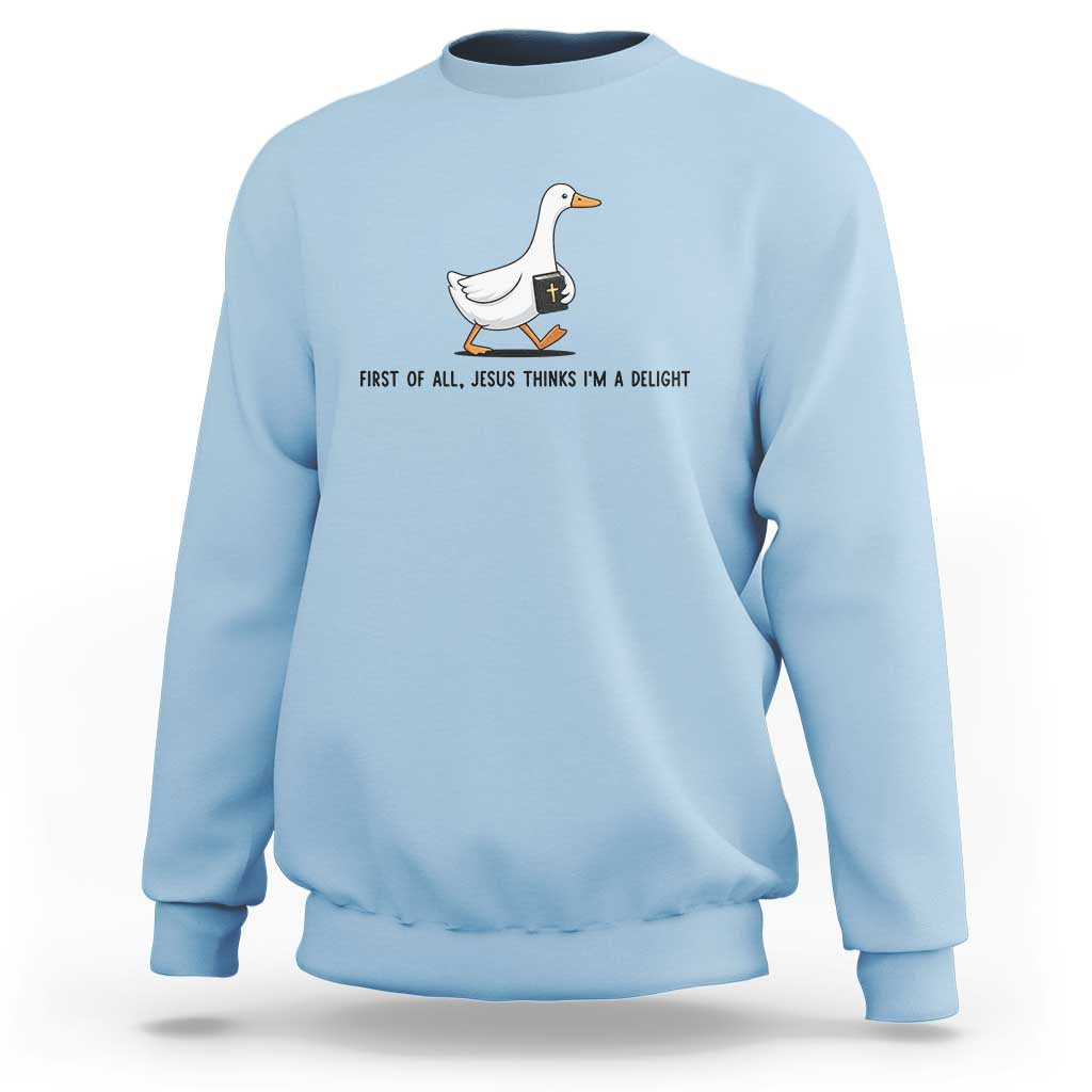 Funny Christian Goose Sweatshirt Jesus Thinks I'm A Delight