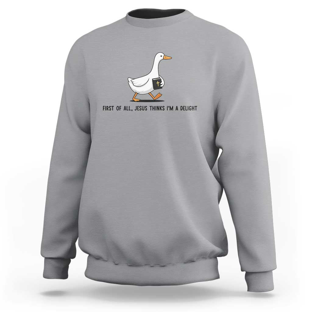 Funny Christian Goose Sweatshirt Jesus Thinks I'm A Delight