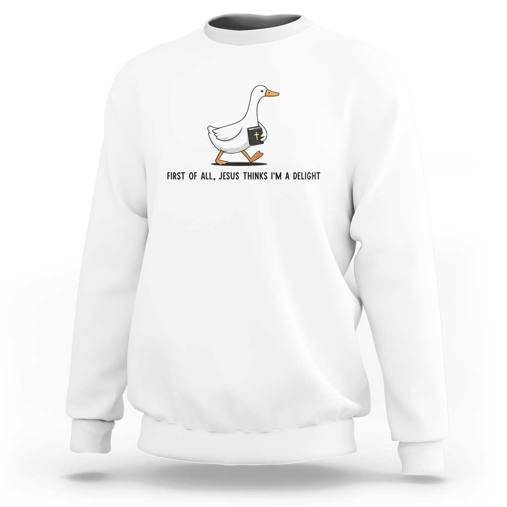 Funny Christian Goose Sweatshirt Jesus Thinks I'm A Delight