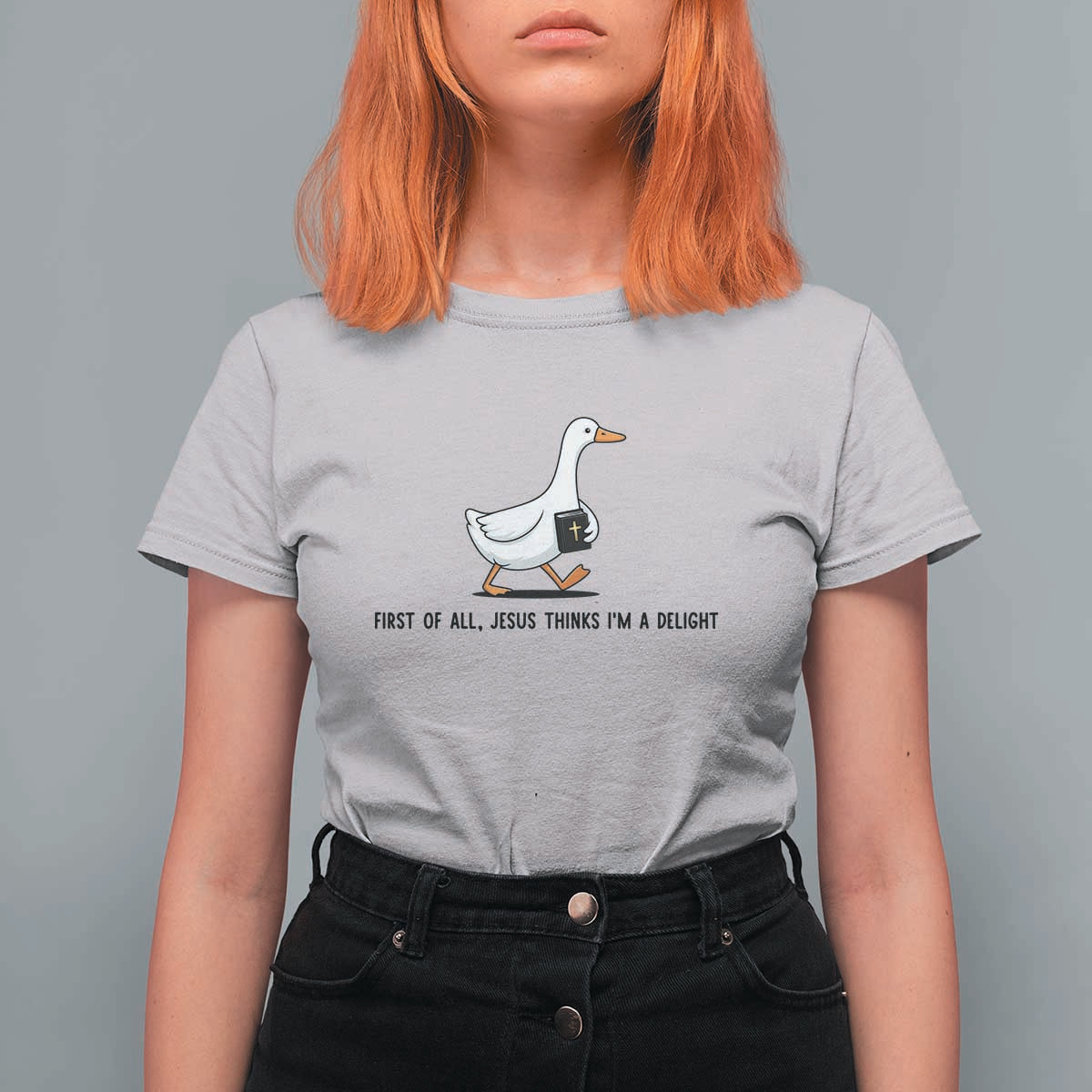 Funny Christian Goose T Shirt For Women Jesus Thinks I'm A Delight