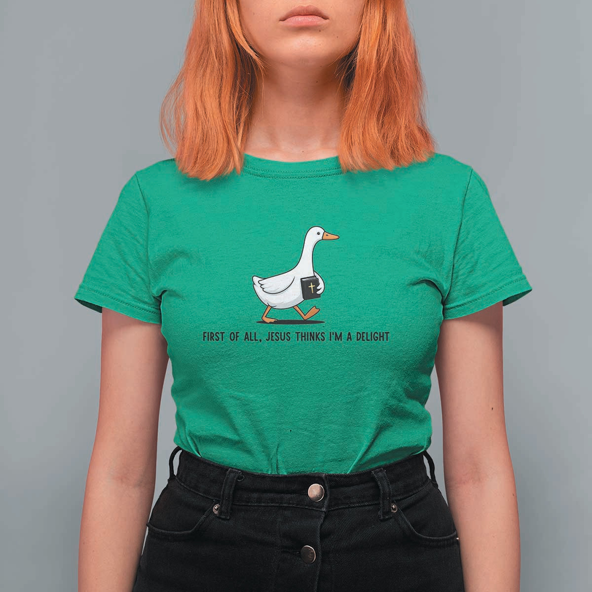 Funny Christian Goose T Shirt For Women Jesus Thinks I'm A Delight
