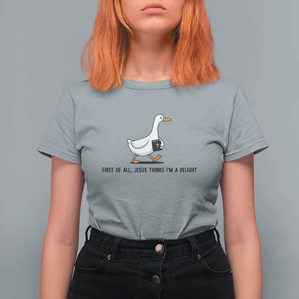 Funny Christian Goose T Shirt For Women Jesus Thinks I'm A Delight