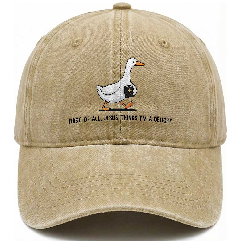 Funny Christian Goose Washed Cotton Baseball Cap Jesus Thinks I'm A Delight
