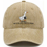 Funny Christian Goose Washed Cotton Baseball Cap Jesus Thinks I'm A Delight
