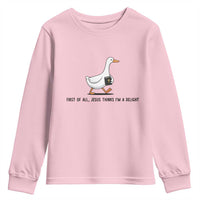 Funny Christian Goose Youth Sweatshirt Jesus Thinks I'm A Delight