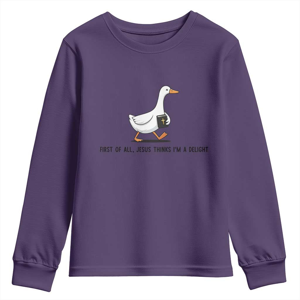 Funny Christian Goose Youth Sweatshirt Jesus Thinks I'm A Delight