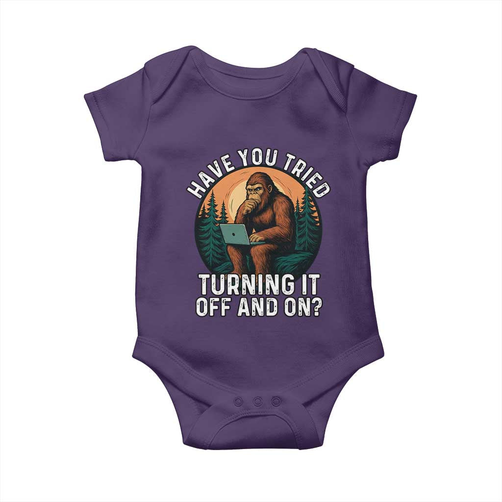 Funny Bigfoot Tech Support Baby Onesie Have You Tried Turning It Off And On Sasquatsch Computer - Wonder Print Shop