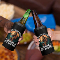 Funny Bigfoot Tech Support 4 in 1 Can Cooler Tumbler Have You Tried Turning It Off And On Sasquatsch Computer