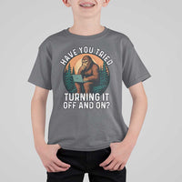 Funny Bigfoot Tech Support T Shirt For Kid Have You Tried Turning It Off And On Sasquatsch Computer - Wonder Print Shop
