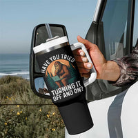 Funny Bigfoot Tech Support Tumbler With Handle Have You Tried Turning It Off And On Sasquatsch Computer