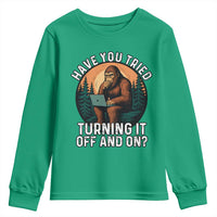 Funny Bigfoot Tech Support Youth Sweatshirt Have You Tried Turning It Off And On Sasquatsch Computer - Wonder Print Shop