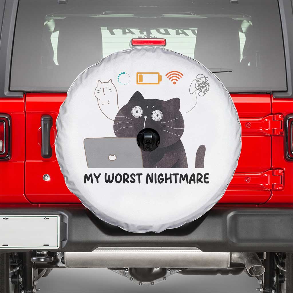 My Worst Nightmare Spare Tire Cover Funny Cat Gaming Wifi Loading Hurmor - Wonder Print Shop